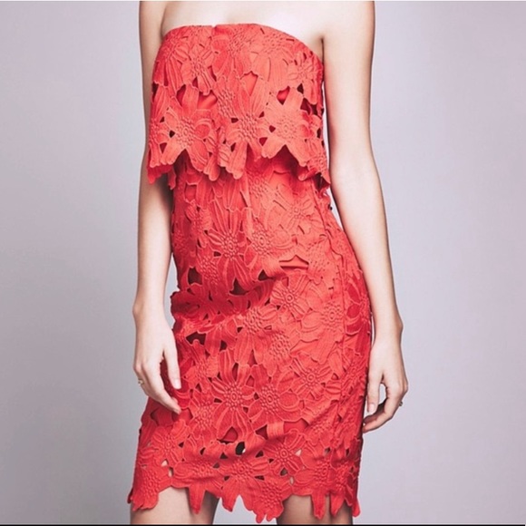 Free People x Saylor Erin Red Floral Lace Dress - Picture 3 of 7